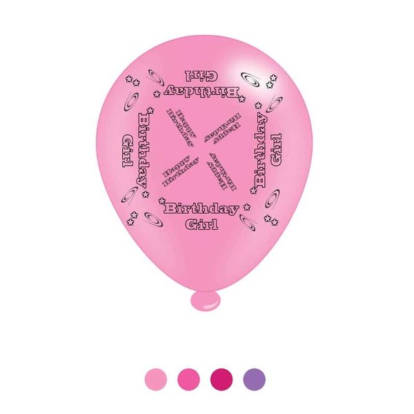 Birthday Girl Latex Balloons x6 