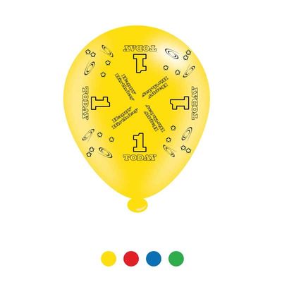 Age 1 Unisex Birthday Latex Balloons x6