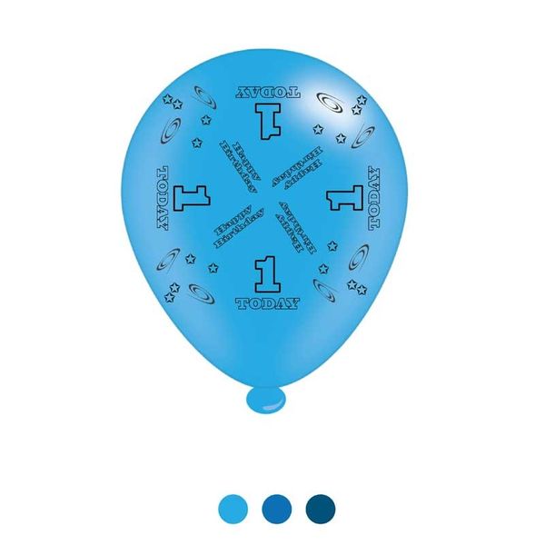 Age 1 Blue Birthday Latex Balloons x8
