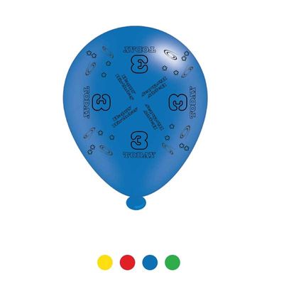 Age 3 Unisex Birthday Latex Balloons x8