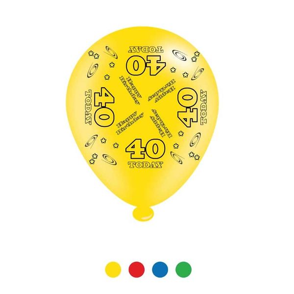 Age 40 Unisex Birthday Latex Balloons x8