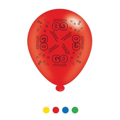 Age 60 Unisex Birthday Latex Balloons x8