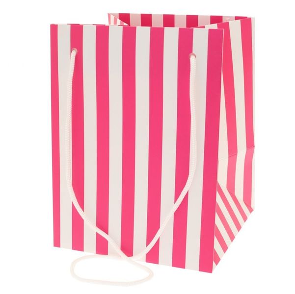 Hot Pink Candy stripe Hand Tie Bag