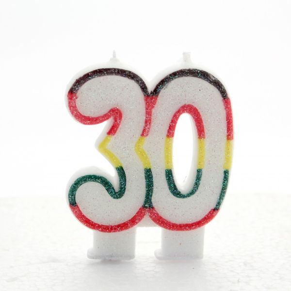 Multicoloured Age 30 Candle