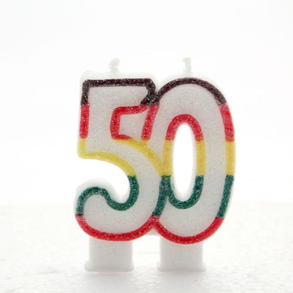 Multicoloured Age 50 Candle