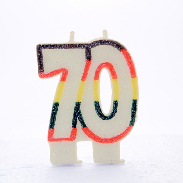 Multicoloured Age 70 Candle
