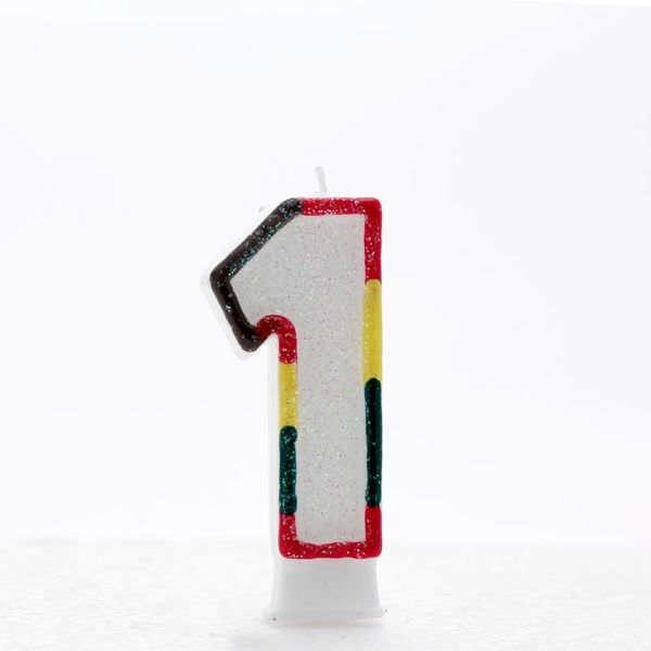 Multicoloured Number Candle Age 0