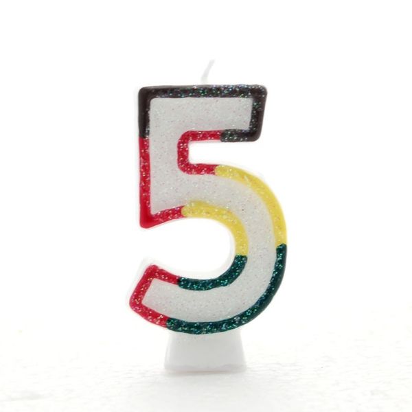 Multicoloured Number Candle 5 