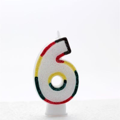 Multicoloured Number Candle 6