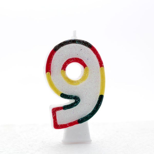 Multicoloured Number Candle 9
