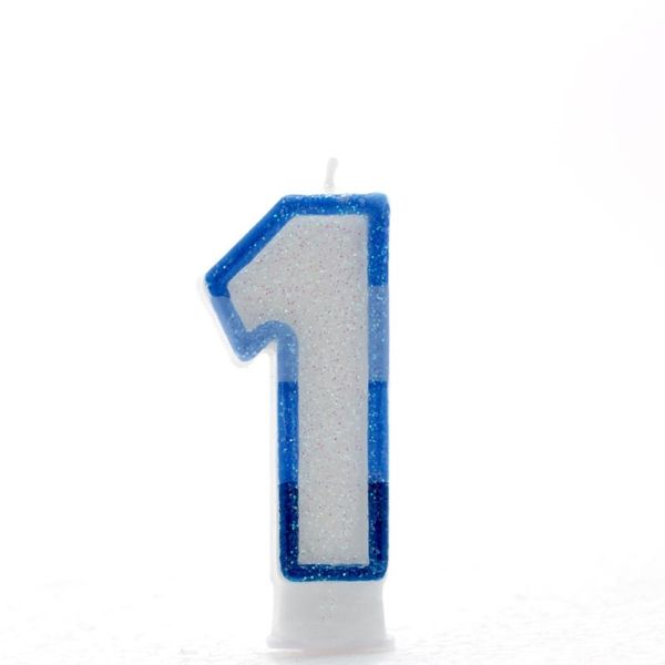 Blue Number 1 Candle