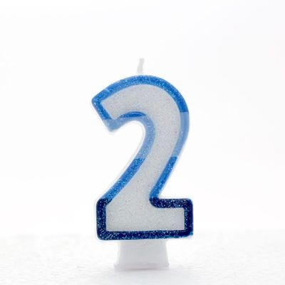 Blue Number 2 Candle