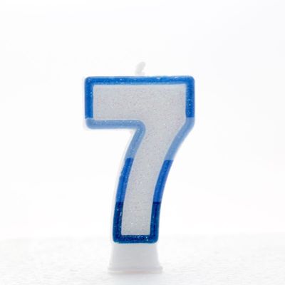 Blue Number 7 Candle