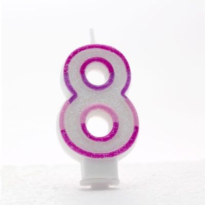 Pink Number 8 Candle