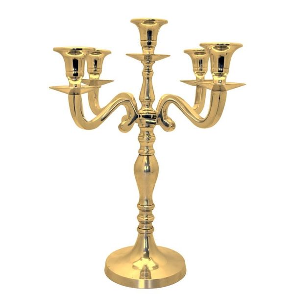 Beautiful gold candle holder, holds five candles.