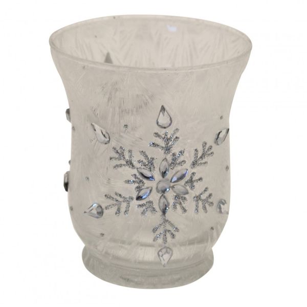 Glass Votive With Snowflake