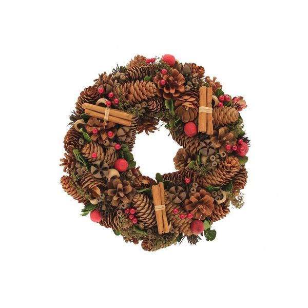 Natural Red & Green Xmas Wreath 30cm
