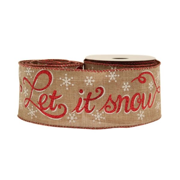 Let it Snow Natural Cotton With Red & White 63mm