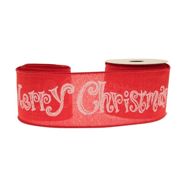 red cotton ribbon, with a lovely christmas motif