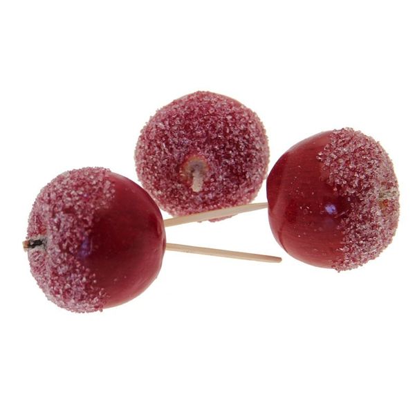 Frosted Dark Red Apple Picks (4.5cm) | Easy Florist Supplies