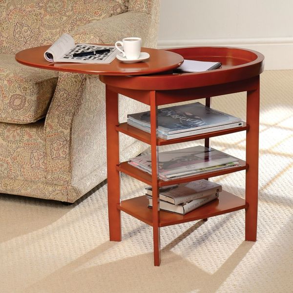 Swivel Top Side Table - Oak | Garden Mall