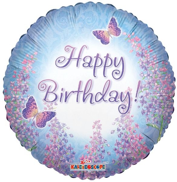Happy Birthday Purple Lilacs Balloon (17970-18)