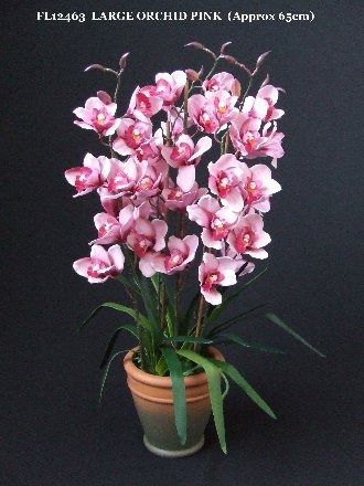 Artificial Large Pink Orchid in Terracotta Pot