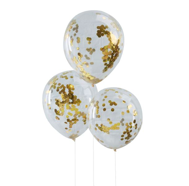 Gold Coneftti Filled Balloons