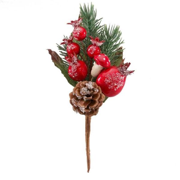15cm Red Frosted Fruit Pick