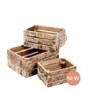 Set of 3 Birch Crate with Handle