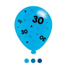 Age 30 Blue Mix Balloons (8 pack)
