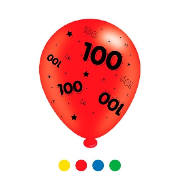 Age 100 Colour Mix Balloons (8 pack)