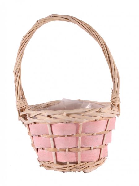 28cm Baby Pink Wood Chip Basket