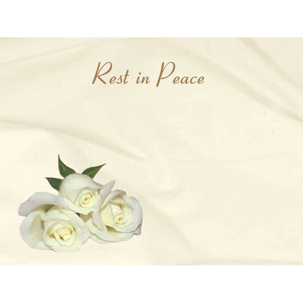 Rest in Peace - White Roses Sympathy Cards (x50)