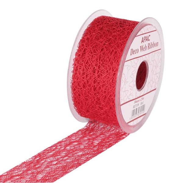 Red Decoweb Ribbon 50mm