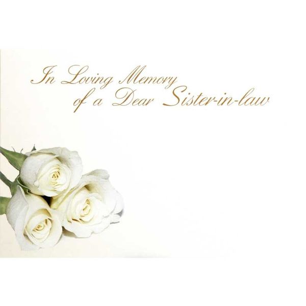 In Loving Memory Dear Sister-In-Law - Large Sympathy Cards (x25)