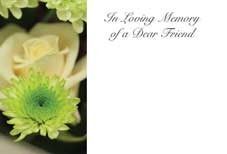 In Loving Memory Dear Friend - Rose/Crysanth Sympathy Cards (x50)