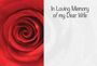 In Loving Memory Dear Wife - Red Rose Sympathy Cards (x50)