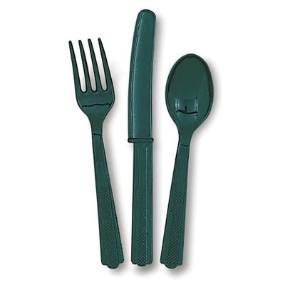 Forest Green Assorted Plastic Cutlery (18pk)