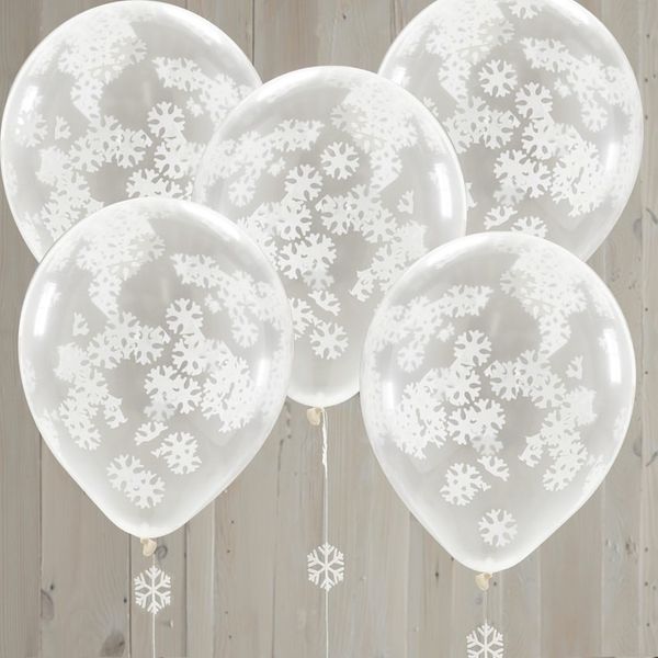 Snowflake Confetti Christmas Balloons