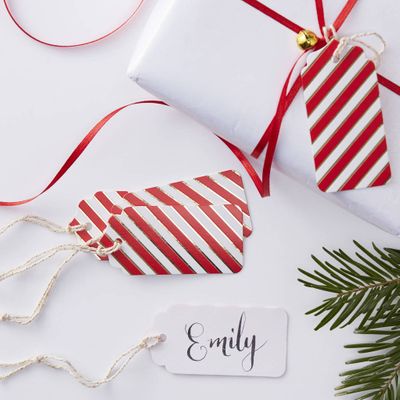 Gold Foiled Candy Striped Gift Tags