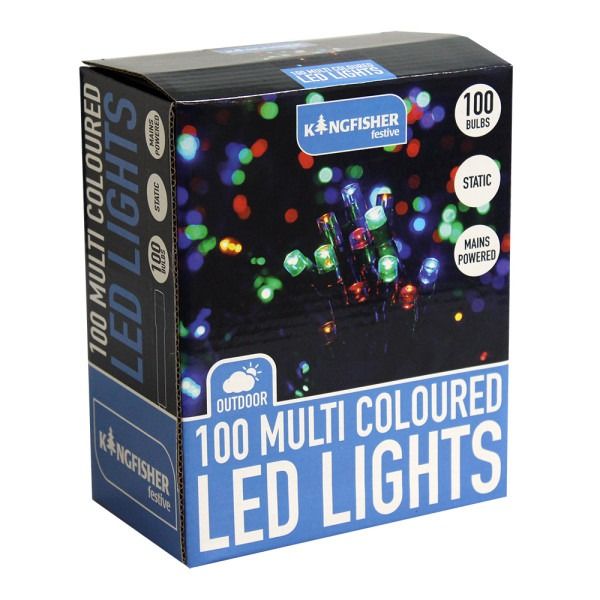 100 Multi Coloured Static LED Christmas Lights