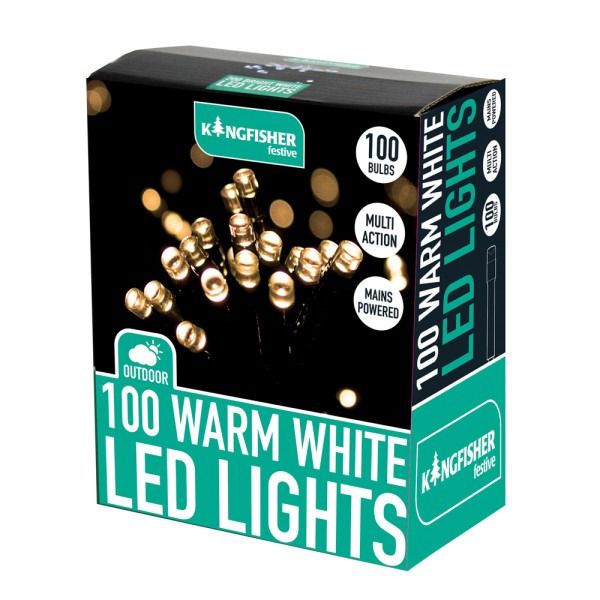 100 Warm White Multi Action LED Christmas Lights