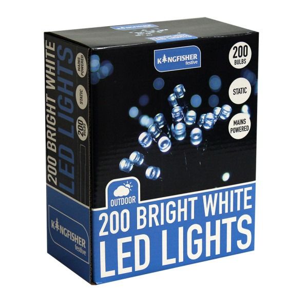 200 Bright White Static LED Christmas Lights