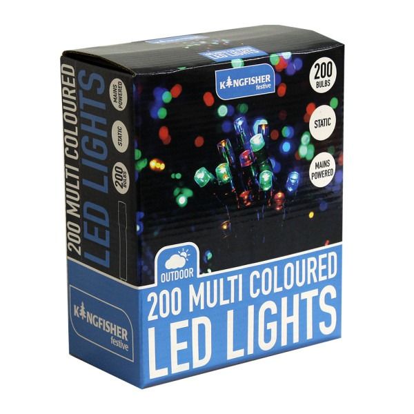 200 Multi Coloured Static LED Christmas Lights