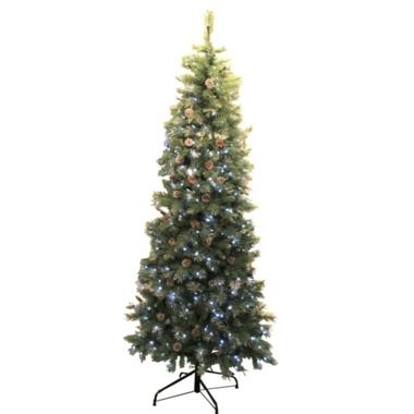 Widmanns 6Ft 180Cm Austrian Pine Pre Lit Slimline Artificial Green Christmas Tree With White Led Lights And Cones M307739 | Garden Mall