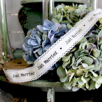 40mm Just Married Linen Ribbon