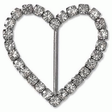 Diamante Buckle Heart - Crystal/Nickel - 25mm Bar - 5pk