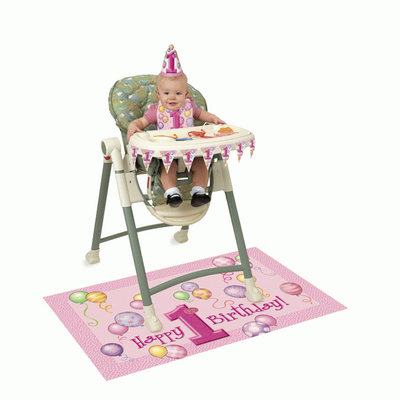 1st Birthday Pink High Chair decorating kit