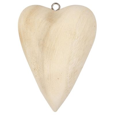 Large Solid wood hanging heart 11.5x8.5cm